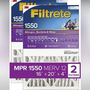 16x20x4 Air Filter MPR 1550 MERV 12 Ultra Allergen 4Inch Air Filters 2 pack